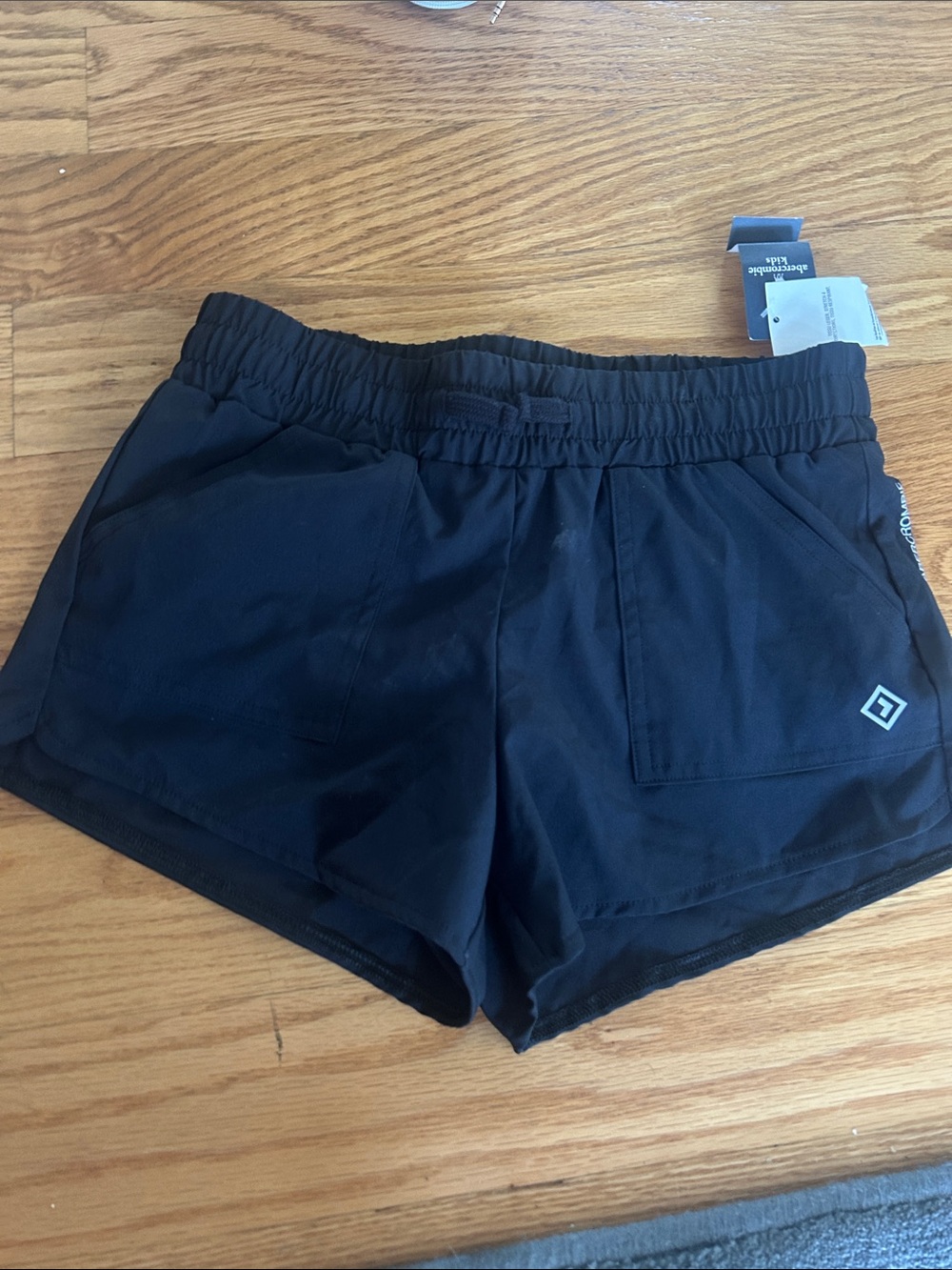 abercrombie kids black pull-on athletic shorts